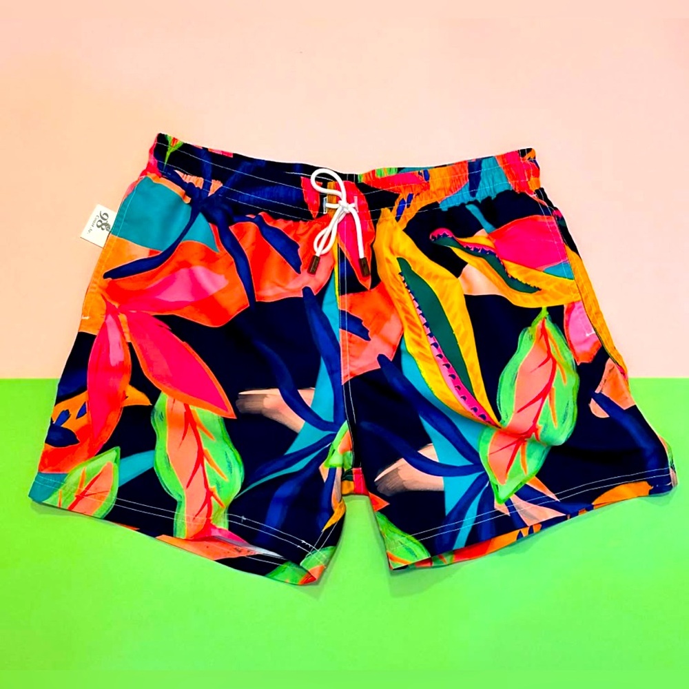 98 Coast Av Acuarela Boys Tropical Swim Trunks Size Small - Quick Dry